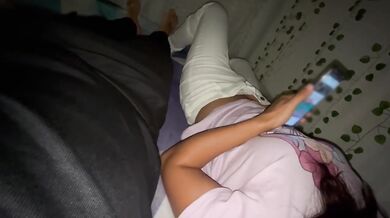 Stepfather's nightly claim on his horny hijastra's big natural tits