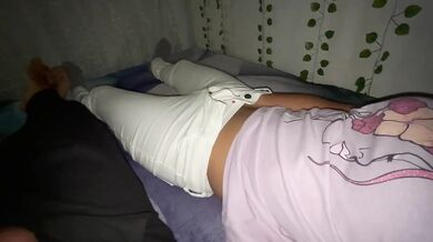 Stepfather's nightly claim on his horny hijastra's big natural tits