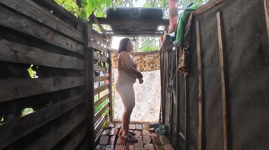 Rustic Rustic Shower Slut Gets Pounded in Outdoor Sticky Wet BBW Flip Flops