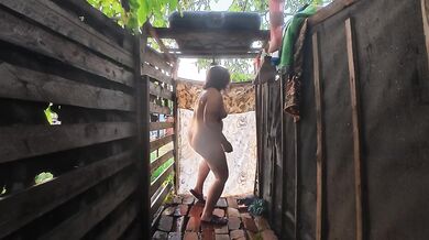Rustic Rustic Shower Slut Gets Pounded in Outdoor Sticky Wet BBW Flip Flops
