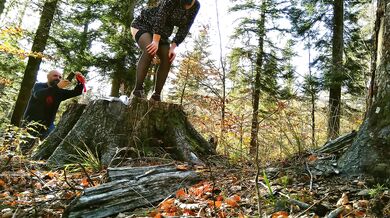 My Stepmom ravaged in the woods with raw anal and piss
