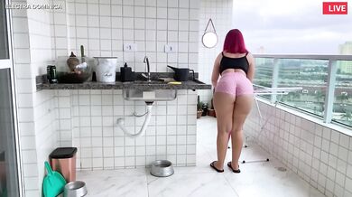 Naughty maid in tiny shorts teases then sucks me raw dirty voyeur POV