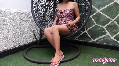 Watch this latina in a sexy dress touch herself raw under her dress