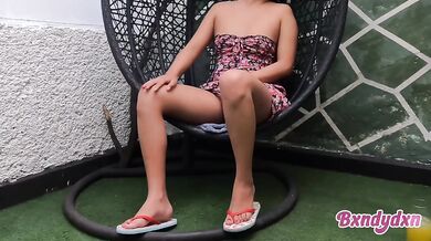 Watch this latina in a sexy dress touch herself raw under her dress