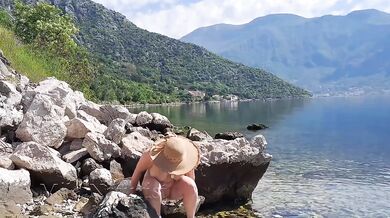 Montenegro milf naked on wild nude beach stripping solo huge natural tits