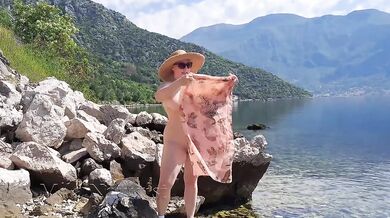 Montenegro milf naked on wild nude beach stripping solo huge natural tits