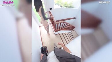 Two sluts call the maintenance guy caught naked in a swimming pool