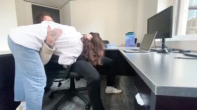 Boss destroys secretary on desk after fucking her in office