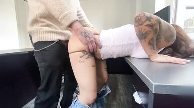 Boss destroys secretary on desk after fucking her in office