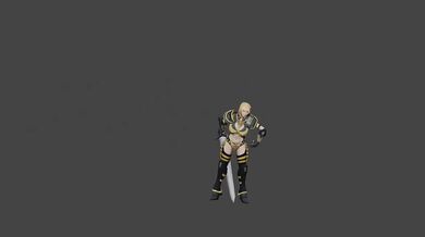 Woman warrior with a sword hip hop dancing