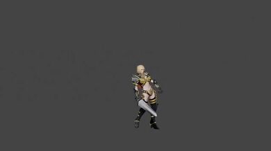 Woman warrior with a sword hip hop dancing
