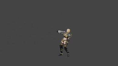 Woman warrior with a sword hip hop dancing