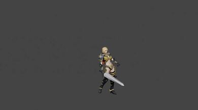 Woman warrior with a sword hip hop dancing