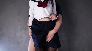 Schoolgirl Sucks Cock Deep Thigh Job Drains Cumshot With ASMR