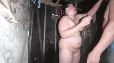 Chubby Milf Gets Soaked in Home Shower with Real Couple
