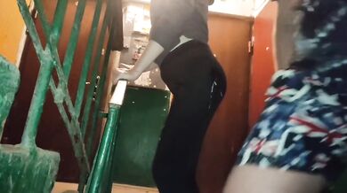 Unfaithful wife nearly caught public blowjob in leggings with stranger