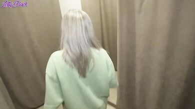 Hot MILF begs for risky creampie in public fitting room
