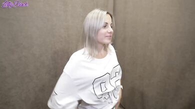 Hot MILF begs for risky creampie in public fitting room