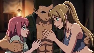 Enjoying threesome in jungle hunt hard fast fuck hentai