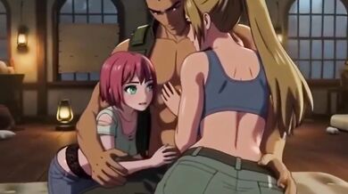Enjoying threesome in jungle hunt hard fast fuck hentai