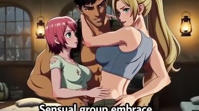Enjoying threesome in jungle hunt hard fast fuck hentai