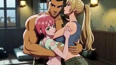 Enjoying threesome in jungle hunt hard fast fuck hentai