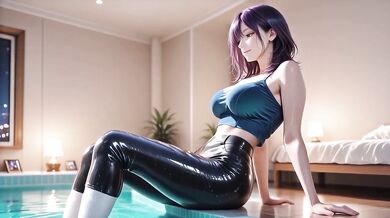 Shiny black pants white socks hentai girl destroyed by thick cock riding