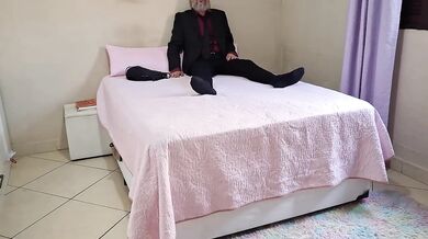 The wife stripteases then deep throats her husband raw