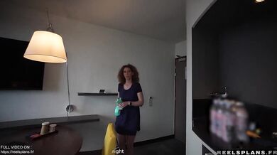 French maid MILF caught masturbating then destroyed in rough anal by hotel guest