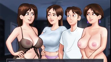Thick milf threesome in summertime saga gameplay big dick big ass big tits
