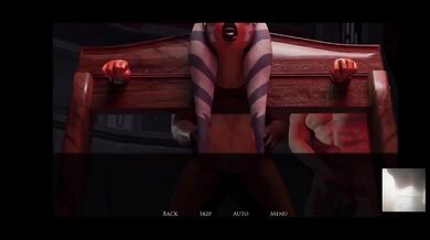Jedi Star Wars hentai parody ties her down for rough bdsm gang bang bruise her face