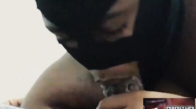 Perfect lips stuffed sloppy deepthroat nut in her mouth big ebony