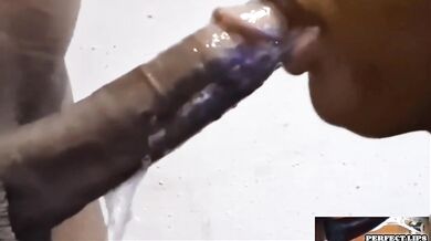 Big lips deep throat sloppy blowjob makes him cum in just 7 mins