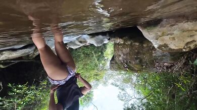 Public cum covered she lets strangers destroy her in the river