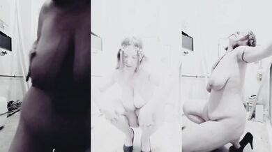 Pale bbw destroys huge natural saggy tits in raw naked dance