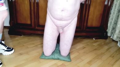 Dominatrix Nika destroys slave's cock with brutal ball kicking during forced handjob
