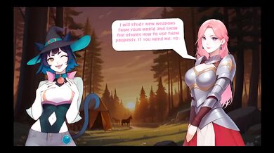 Elf femdom gushes on my morning wood while jealous hentai game plays with my cock