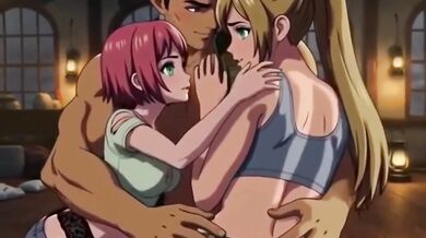 Lost in jungle enjoying hard threesome with futanari in a hut