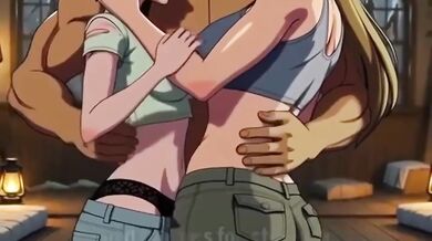 Lost in jungle enjoying hard threesome with futanari in a hut
