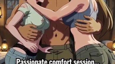 Lost in jungle enjoying hard threesome with futanari in a hut