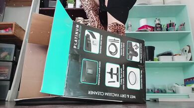 Box crushed under leopard print thigh high boots