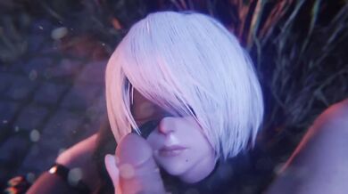 2B deepthroats your cock then gushes cum on her face Nier Automata