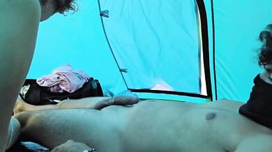 She rides me raw in a tent public climax