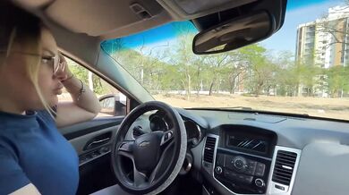 Kira Blonde's first driving lesson ends with her big ass stuffed full of cum