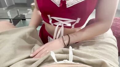 Naughty housekeeper teases me with her big ass and tiny hands