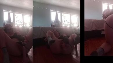 Anal slut wrecked herself with dildo while legs up squirted ankle socks