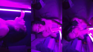 Purple LED Temptation while Blowjob Addict Cums Hard