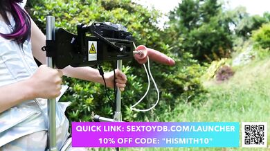 Hismith Lube Launcher 2.0 unleashed her dripping juicy cunt raw brutal fuck machine