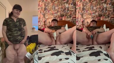 BBW milf squirts on her wet morning fuck toy
