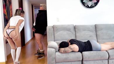 Caught cheating Latina stepdad creampie filthy cuckold bitch gets double stuffed